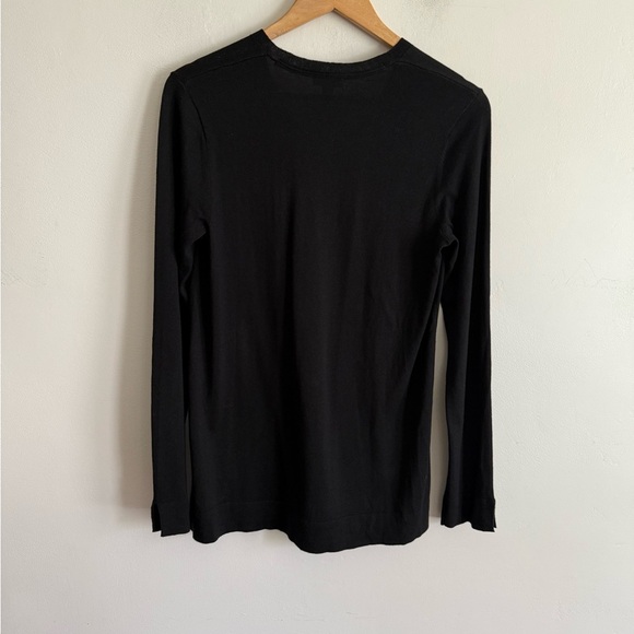 J. Jill Black Silk Cotton Knit Blend V-Neck Long Sleeve Top size S Tall - Picture 4 of 6